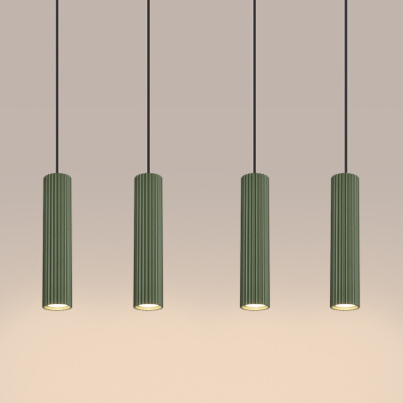 NOWOŚĆ Lampa wisząca KARBON 4L zielona oliwkaSL.2005 Sollux