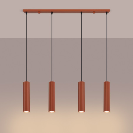 NOWOŚĆ Lampa wisząca KARBON 4L ochra czerwonaSL.2006 Sollux