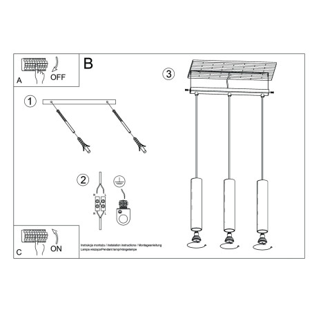 NOWOŚĆ Lampa wisząca LAGOS 3L ultramarynaSL.2085 Sollux