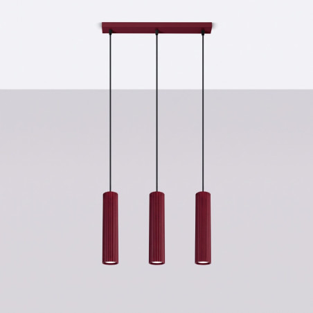 NOWOŚĆ Lampa wisząca KARBON 3L burgundSL.2302 Sollux