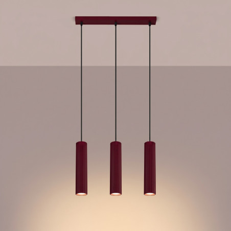 NOWOŚĆ Lampa wisząca KARBON 3L burgundSL.2302 Sollux