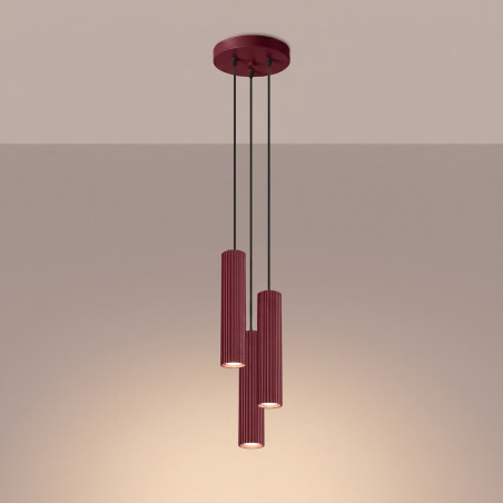 NOWOŚĆ Lampa wisząca KARBON 3P burgundSL.2303 Sollux