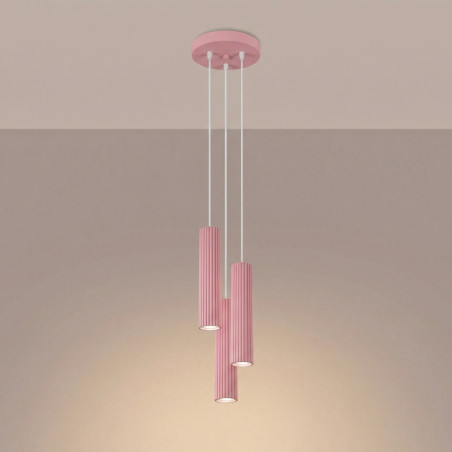 NOWOŚĆ Lampa wisząca KARBON 3P różowaSL.2338 Sollux