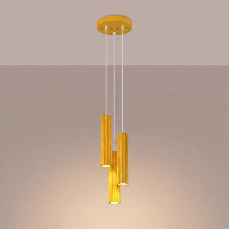 NOWOŚĆ Lampa wisząca KARBON 3P żółtaSL.2340 Sollux