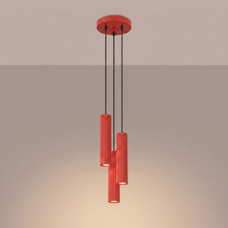 NOWOŚĆ Lampa wisząca KARBON 3P czerwonaSL.2341 Sollux
