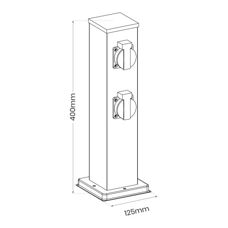 NOWOŚĆ EKO2900 Słupek Ogrodowy Electric 40cm 4 Gniazda Schuko 16A Milagro