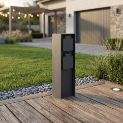 NOWOŚĆ EKO2901 Słupek Ogrodowy Electric Slim 23cm 2 Schuko Gniazda 16A Milagro
