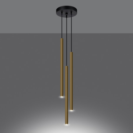 NOWOŚĆ Lampa Wisząca PASTELO 3P złoty połyskSL.1197 Sollux