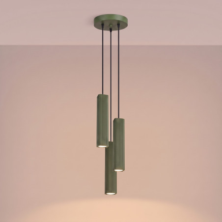 NOWOŚĆ Lampa wisząca RAYO 3P zielona oliwkowaSL.3185 Sollux