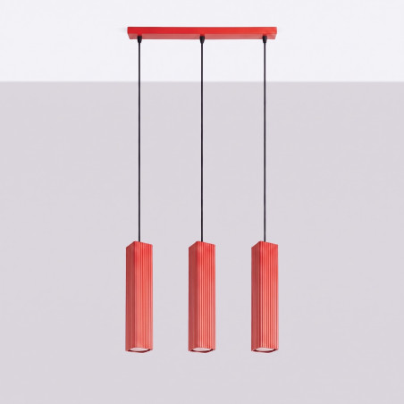 NOWOŚĆ Lampa wisząca RAYO 3L czerwonaSL.3254 Sollux