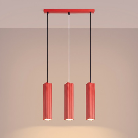 NOWOŚĆ Lampa wisząca RAYO 3L czerwonaSL.3254 Sollux