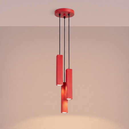 NOWOŚĆ Lampa wisząca RAYO 3P czerwonaSL.3255 Sollux