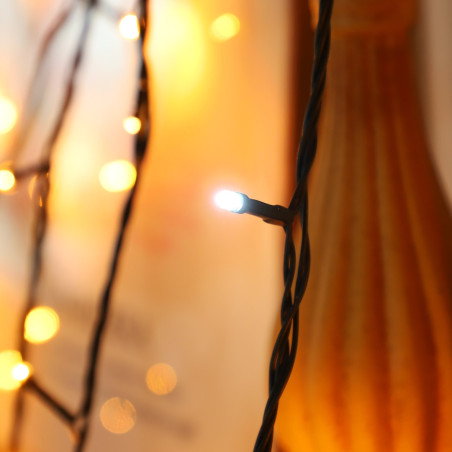NOWOŚĆ EKSW2739 Lampki Choinkowe 200LED 10m 2000K + 6000K Flash IP44 Łączone Max 3 Zestawy Milagro