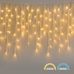 NOWOŚĆ EKSW2740 Kurtyna Świąteczna 200LED 5m 2000K + 6000K Flash IP44 Biały Milagro