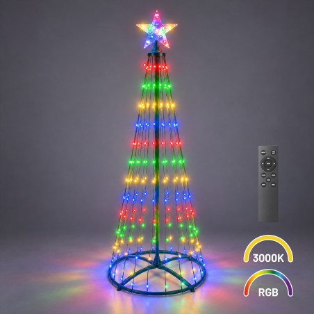 NOWOŚĆ EKSW2741 Choinka LED 1,5m 205LED 3000K + RGB IP44 Zielony Milagro