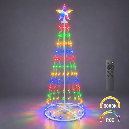 NOWOŚĆ EKSW2924 Choinka LED 1,5m 205LED 3000K + RGB IP44 Biały Milagro
