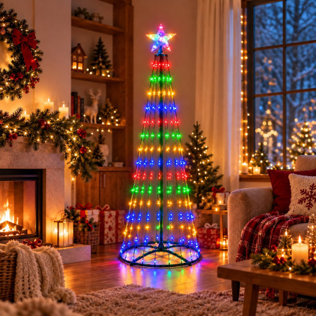 NOWOŚĆ EKSW2899 Choinka LED 1,8m 269LED 2700K + RGB IP44 Zielony Milagro