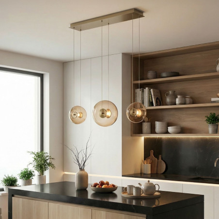 Lampa wisząca LED ściemniana ANDORA 3 LINE AZ6884 Azzardo bursztynowa / mosiężna