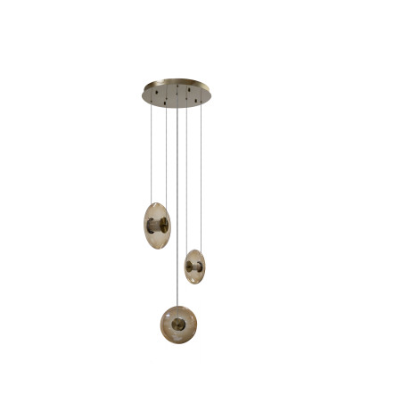 Lampa wisząca LED ściemniana ANDORA 3 ROUND AZ7254 Azzardo bursztynowa / mosiężna