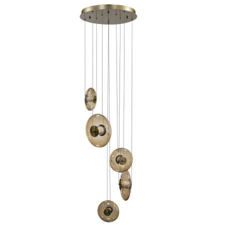 Lampa wisząca LED ściemniana ANDORA 5 AZ6886 Azzardo bursztynowa / mosiężna
