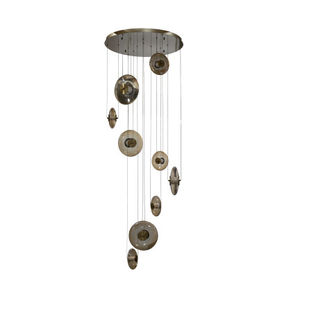 Lampa wisząca LED ściemniana ANDORA 9 AZ7253 Azzardo bursztynowa / mosiężna