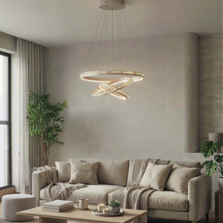 Lampa wisząca LED ściemniana CAMELIA 40+60+80 AZ6769 Azzardo różowe złoto / przezroczysta