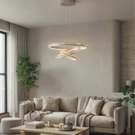 Lampa wisząca LED ściemniana CAMELIA 40+60+80 AZ6769 Azzardo różowe złoto / przezroczysta