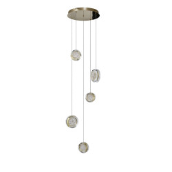 Lampa wisząca LED ściemniana EUFORIA ROUND 5 AZ6738 Azzardo złota / przezroczysta