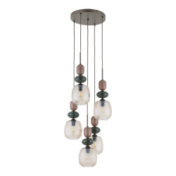 NOWOŚĆ 11879 ZEN NEW BROWN BOTTI COGNAC LAMPA WISZĄCA 5XE14 KOŁO Tk Lighting