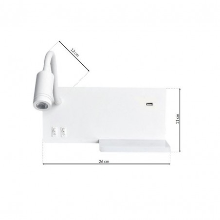 Lampa nocna z półką SHELF WHITE LED 4W+5W+2W