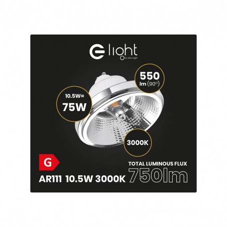 ŻARÓWKA AR111 - 10,5W GU10 3000K/ Biała z odbłyśnikiem