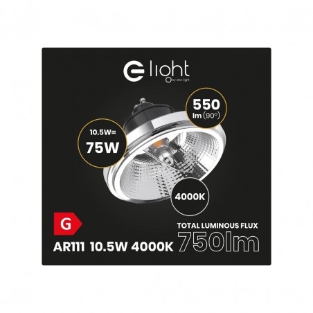 ŻARÓWKA AR111 - 10,5W GU10 4000K/ Czarny z odbłyśnikiem