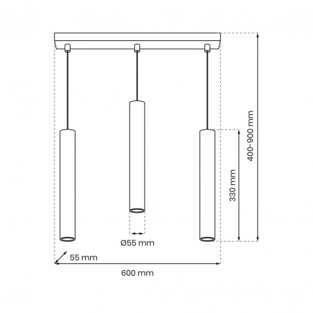 Lampa wisząca HUDSON BLACK 3xGU10