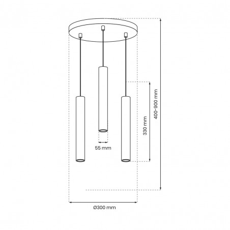 Lampa wisząca HUDSON BLACK 3xGU10