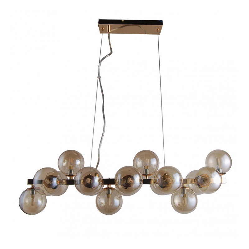 Lampa wisząca Marbelio PND-6161-16 GO+CO Italux , miodowy, stal, szkło, kulki