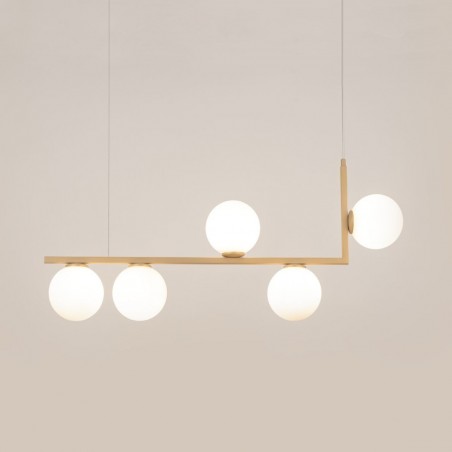 Lampa wisząca Andy 5 33612 złoty beż, klosz biały Sigma