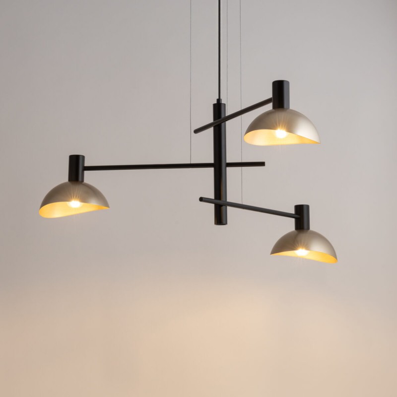 Lampa wisząca Artis 3 40567 czarny, klosz złoty Sigma