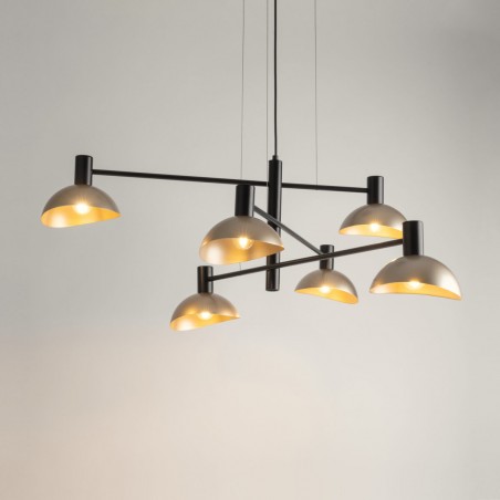 Lampa wisząca Artis 6 40569 czarny, klosz złoty Sigma