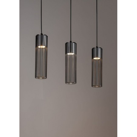 Lampa wisząca Fobia 3 33454 czarny, klosz czarny, srebrny Sigma