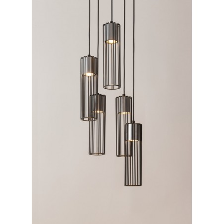 Lampa wisząca Fobia 5 33460 czarny, klosz czarny, srebrny Sigma