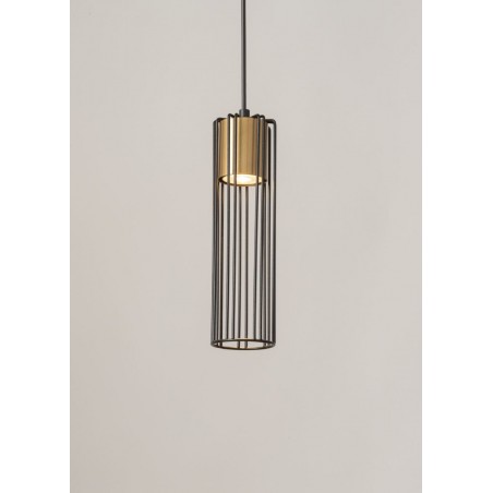 Lampa wisząca Fobia 1 33449 czarny, klosz czarny, złoty Sigma