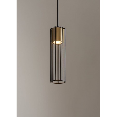 Lampa wisząca Fobia 1 33449 czarny, klosz czarny, złoty Sigma