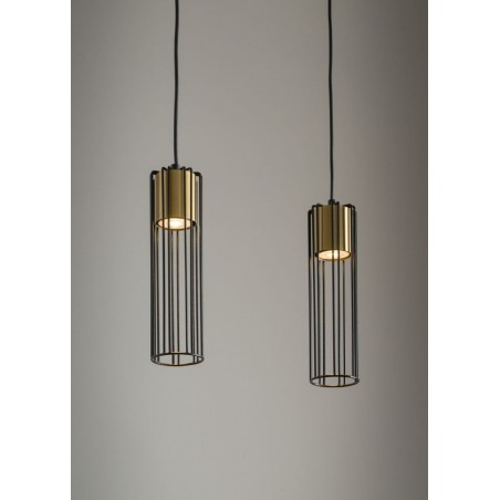 Lampa wisząca Fobia 2 33452 czarny, klosz czarny, złoty Sigma