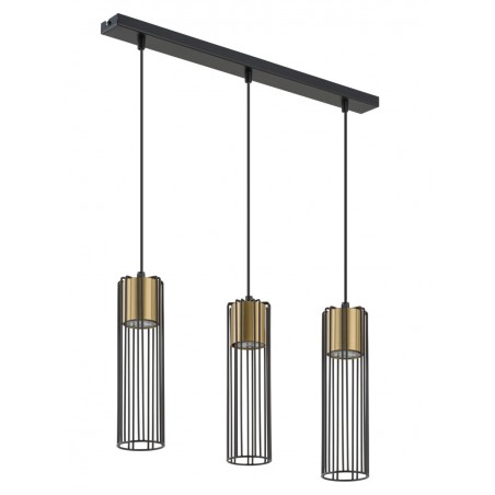 Lampa wisząca Fobia 3 33455 czarny, klosz czarny, złoty Sigma