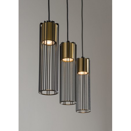 Lampa wisząca Fobia 3 33455 czarny, klosz czarny, złoty Sigma