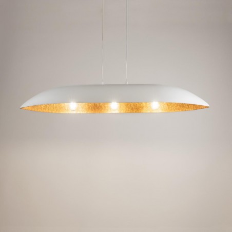 Lampa wisząca Gondola L 40638 biały, klosz biały, miedziany Sigma