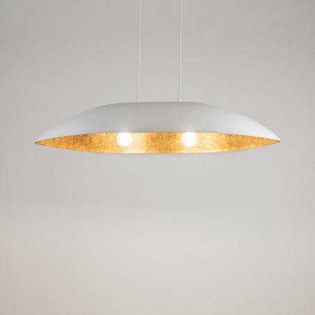 Lampa wisząca Gondola M 40639 biały, klosz biały, miedziany Sigma