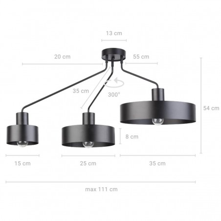Plafon Jumbo 3 31533 czarny Sigma
