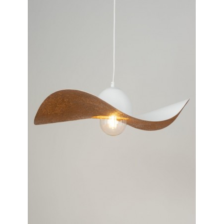 Lampa wisząca Kapello M 32344 biały, klosz biały, miedź Sigma