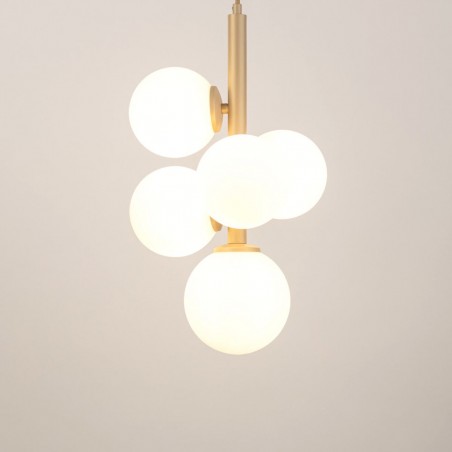 Lampa wisząca Perla 5 33607 złoty beż, klosz biały Sigma